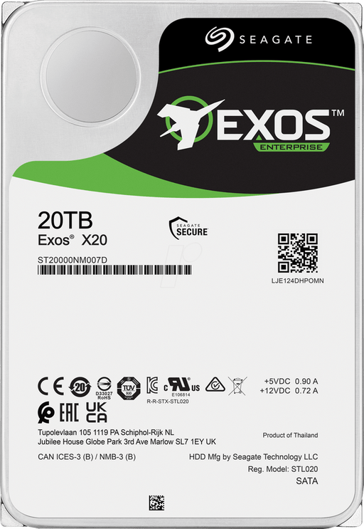 Seagate Exos X20 20TB SATA 6 Gb/s Standard Enterprise Hard Drive | ST20000NM007D - The HDDs