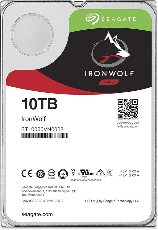Seagate IronWolf 3.5" 10TB Internal Hard Disk HDD 3 Year Warranty 256MB 7200rpm 24 Hours Service for PC NAS RV Sensor ST10000VN0008 - The HDDs