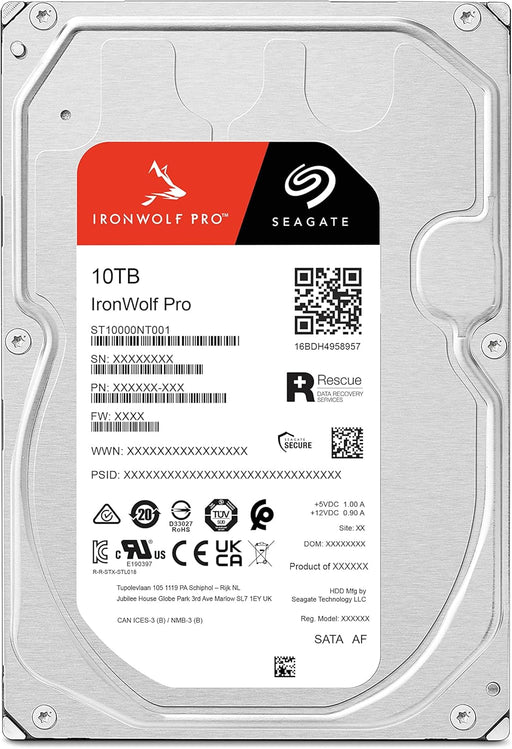 Seagate IronWolf Pro, 10 TB, Enterprise NAS Internal HDD –CMR 3.5 Inch, SATA 6 Gb/s, 7,200 RPM, 256 MB Cache for RAID Network Attached Storage (ST10000NT001) - The HDDs