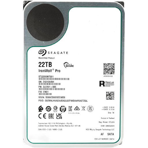 Seagate IronWolf Pro ST22000NT001 22TB 3.5" LFF 6Gbps 7.2K Enterprise 512e SATA NAS HDD - The HDDs