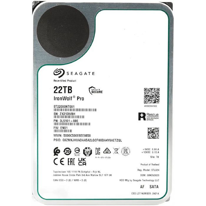 Seagate IronWolf Pro ST22000NT001 22TB 3.5" LFF 6Gbps 7.2K Enterprise 512e SATA NAS HDD - The HDDs