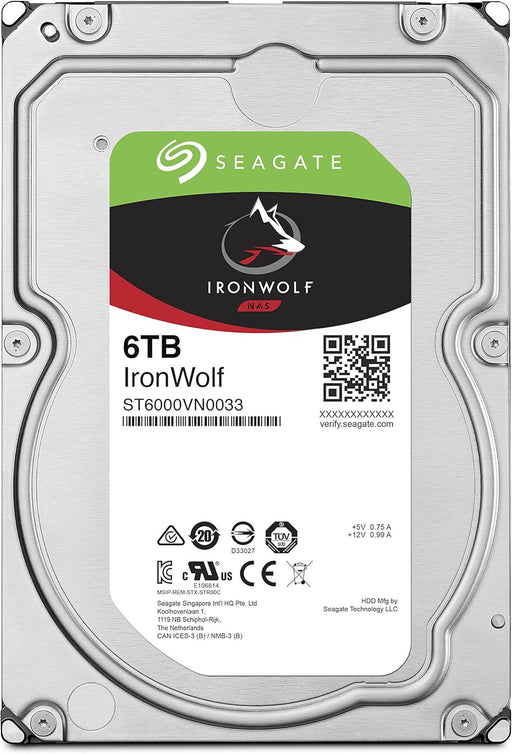 Seagate ST6000VN0033 IronWolf Multimedia Server Storage 6TB Internal Hard Drive, 3.5" - SATA. - The HDDs