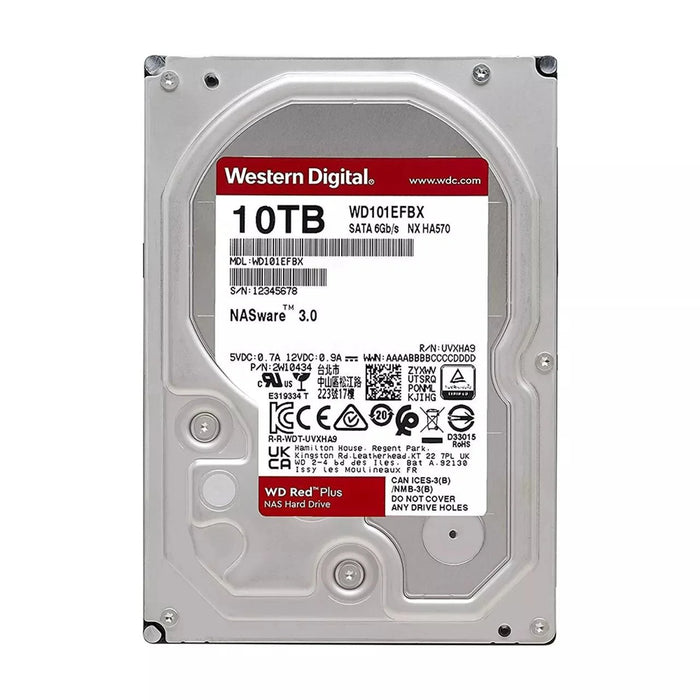 Western Digital 10TB WD Red Plus NAS Internal Hard Drive HDD - 7200 RPM, SATA 6 Gb/s, CMR, 256 MB Cache, 3.5" - WD101EFBX - The HDDs