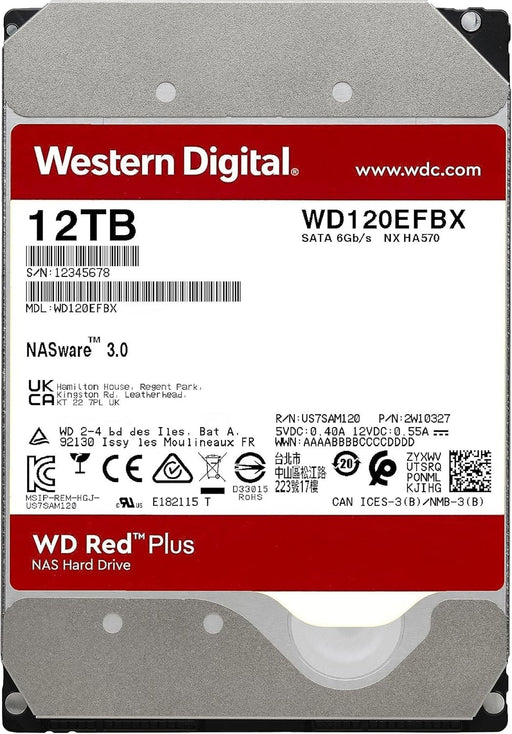 Western Digital 12TB WD Red Plus NAS Internal Hard Drive HDD - 7200 RPM, SATA 6 GB/s, CMR, 512 MB Cache, 3.5" - WD120EFBX - The HDDs