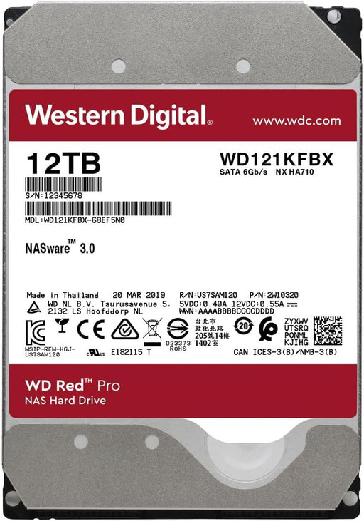 Western Digital 12TB WD Red Pro NAS Internal Hard Drive HDD - 7200 RPM, SATA 6 Gb/s, CMR, 256 MB Cache, 3.5" - WD121KFBX - The HDDs