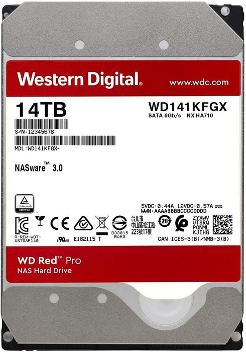Western Digital 14TB WD Red Pro NAS Internal Hard Drive HDD - 7200 RPM, SATA 6 Gb/s, CMR, 512 MB Cache, 3.5" - WD141KFGX - The HDDs
