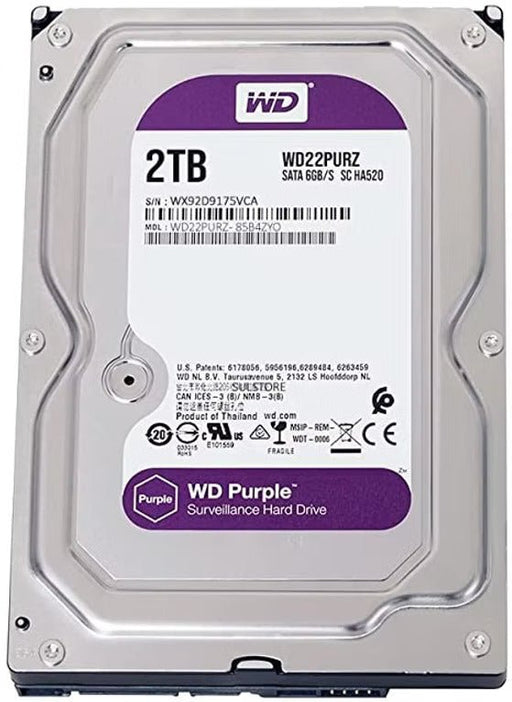 Western Digital 2TB WD Purple Surveillance Internal Hard Drive HDD - SATA 6 Gb/s, 256 MB Cache, 3.5" - WD22PURZ - The HDDs