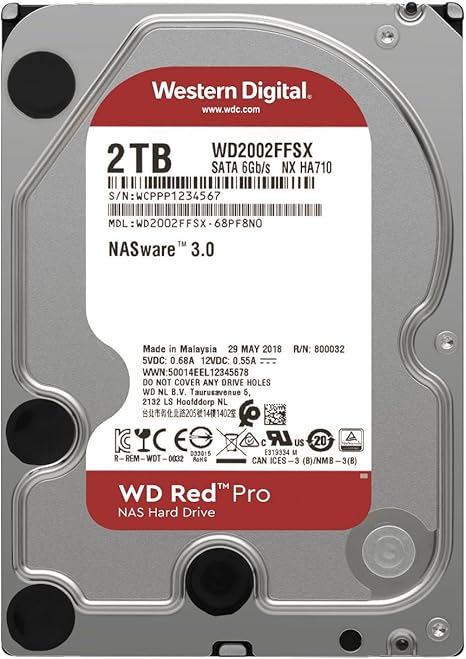 Western Digital 2TB WD Red Pro NAS Internal Hard Drive HDD - 7200 RPM, SATA 6 Gb/s, CMR, 64 MB Cache, 3.5" - WD2002FFSX - The HDDs