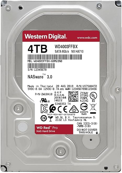 Western Digital 4TB WD Red Pro NAS Internal Hard Drive HDD - 7200 RPM, SATA 6 Gb/s, CMR, 256 MB Cache, 3.5" - WD4003FFBX - The HDDs