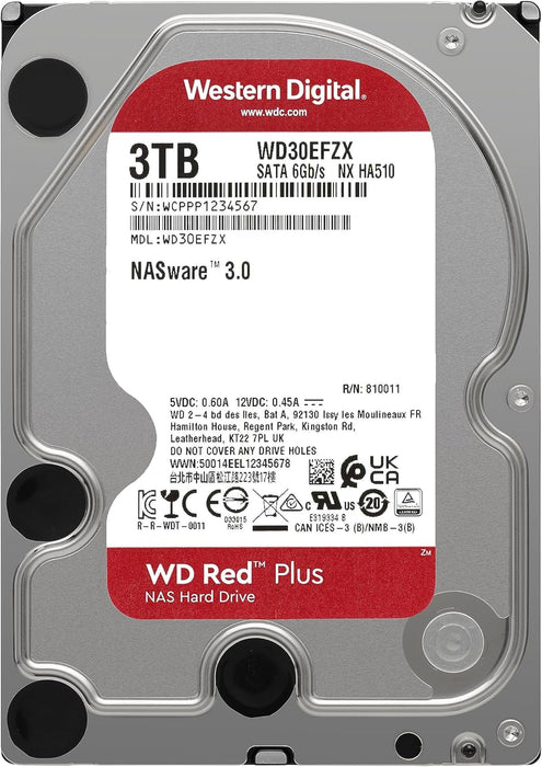 Western Digital WD Red Plus NAS Internal Hard Drive 3TB - 5400 RPM, SATA 6 Gb/s, CMR, 128MB Cache, 3.5" - WD30EFZX - The HDDs